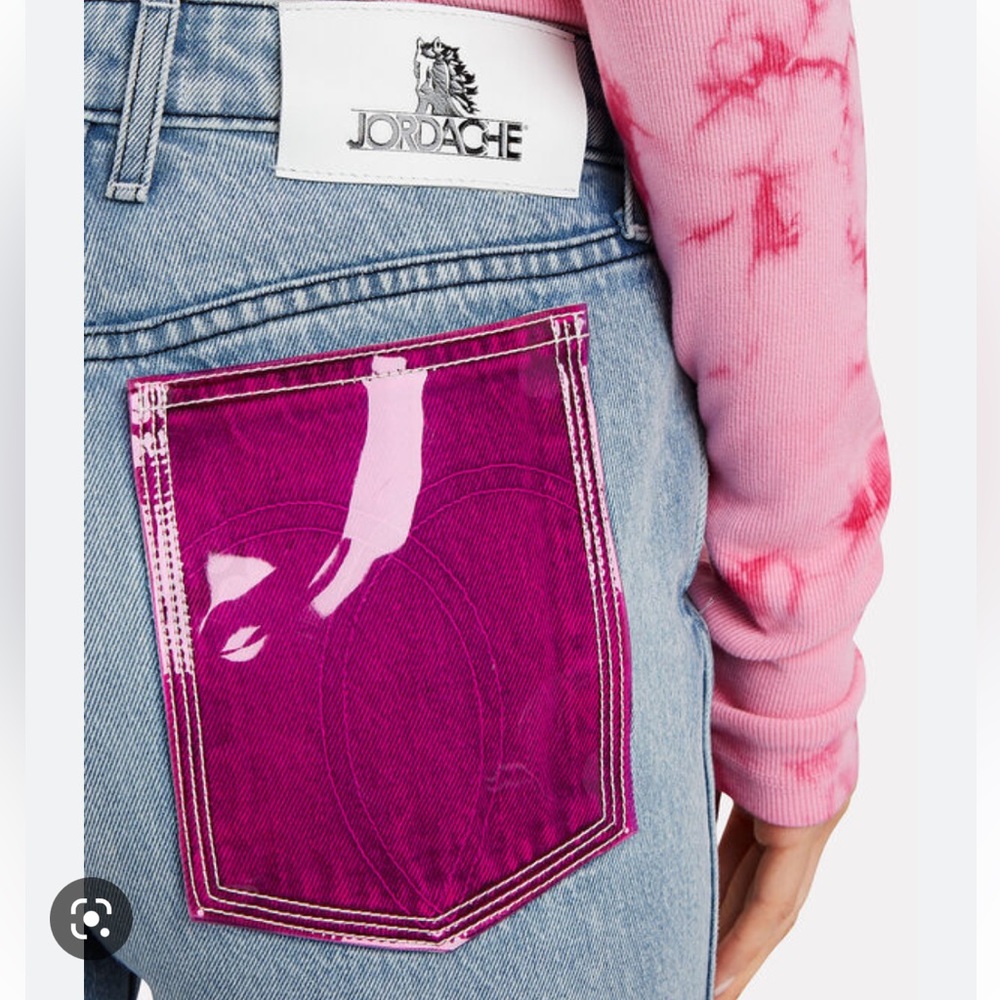 New Jordache Vintage Straight leg PVC Pink Pocket Size 29